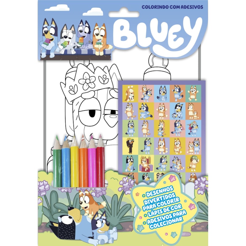 BLUEY COLORINDO COM ADESIVOS