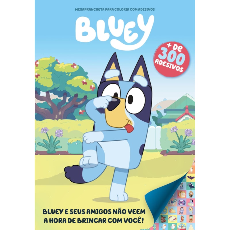 BLUEY MEGAPRANCHETA PARA COLORIR COM ADESIVOS