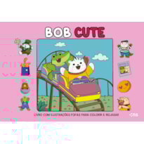 BOB CUTE - CAPA DURA ROSA - LIVRO COM ILUSTRAÇÕES FOFAS E ORIGINAIS PARA PINTAR, PÁGINAS DESTACÁVEIS E ACOMPANHA UMA FOLHA DE ACETATO - PAPEL 180GR