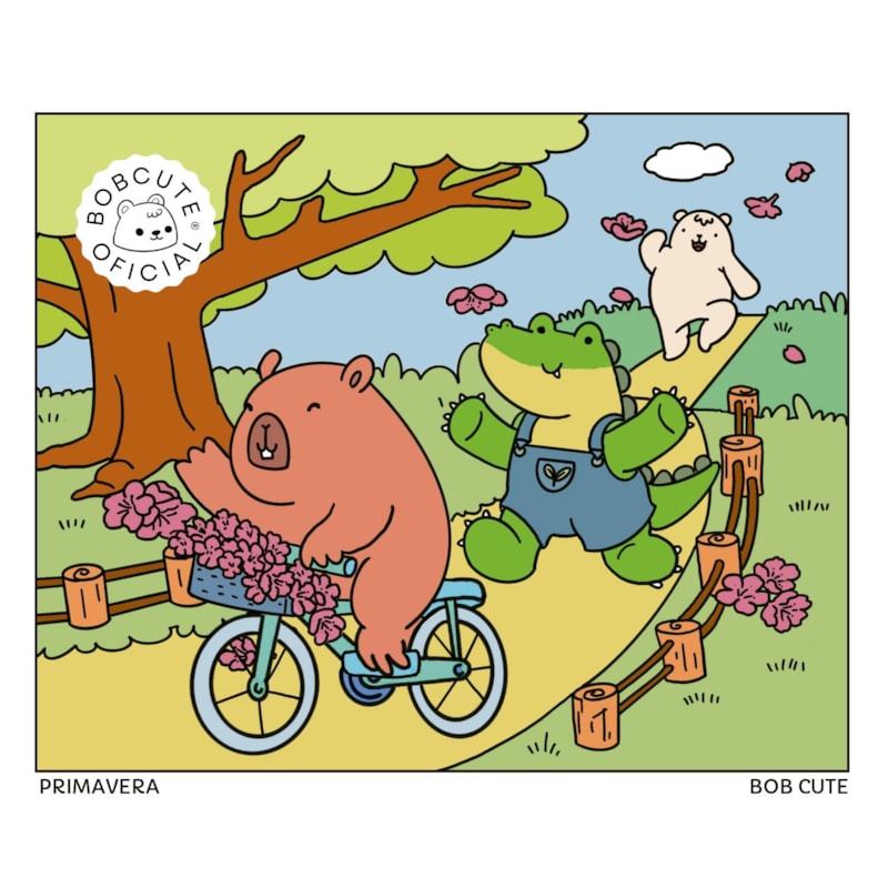BOB CUTE - PRIMAVERA - LIVRO COM ILUSTRAÇÕES FOFAS E ORIGINAIS PARA PINTAR, PÁGINAS DESTACÁVEI, CHECKLIST DE PINTURA E P