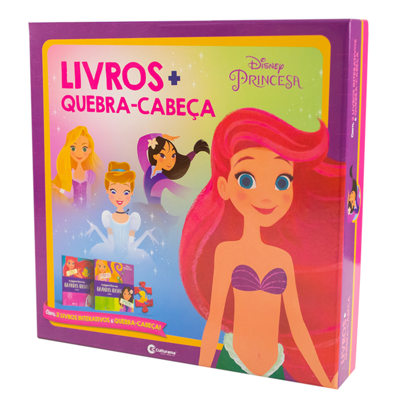 BOX DE LIVROS E QUEBRA CABEÇA DAS PRINCESAS