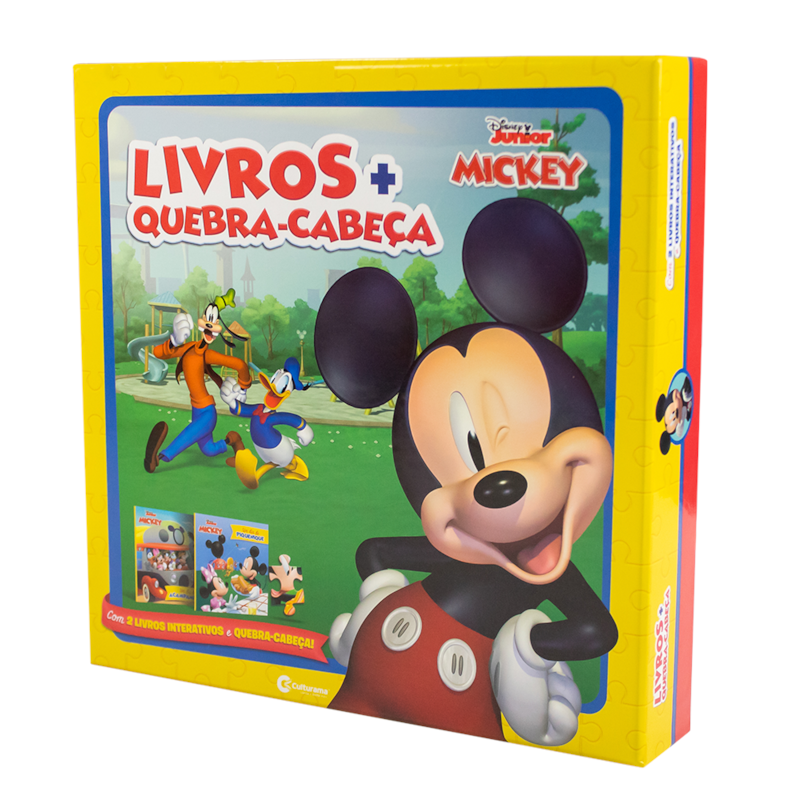 BOX DE LIVROS E QUEBRA CABEÇA DO MICKEY
