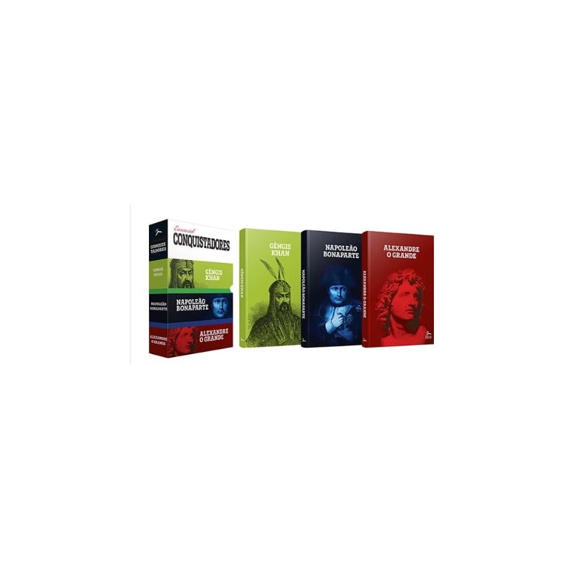 BOX  - ESSENCIAL CONQUISTADORES  - GÊNGIS KHAN, NAPOLEÃO BONAPARTE E ALEXANDRE - O GRANDE - (3 VOLUMES)