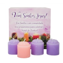 BOX KIT VELAS DO ADVENTO EM FAMÍLIA ROXA E ROSA