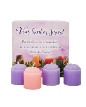 BOX KIT VELAS DO ADVENTO EM FAMÍLIA ROXA E ROSA