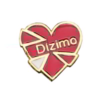 BROCHE DIZIMO - CORAÇÃO - VERMELHO E DOURADO
