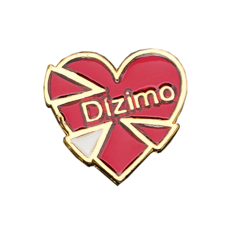 BROCHE DIZIMO - CORAÇÃO - VERMELHO E DOURADO