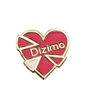 BROCHE DIZIMO - CORAÇÃO - VERMELHO E DOURADO