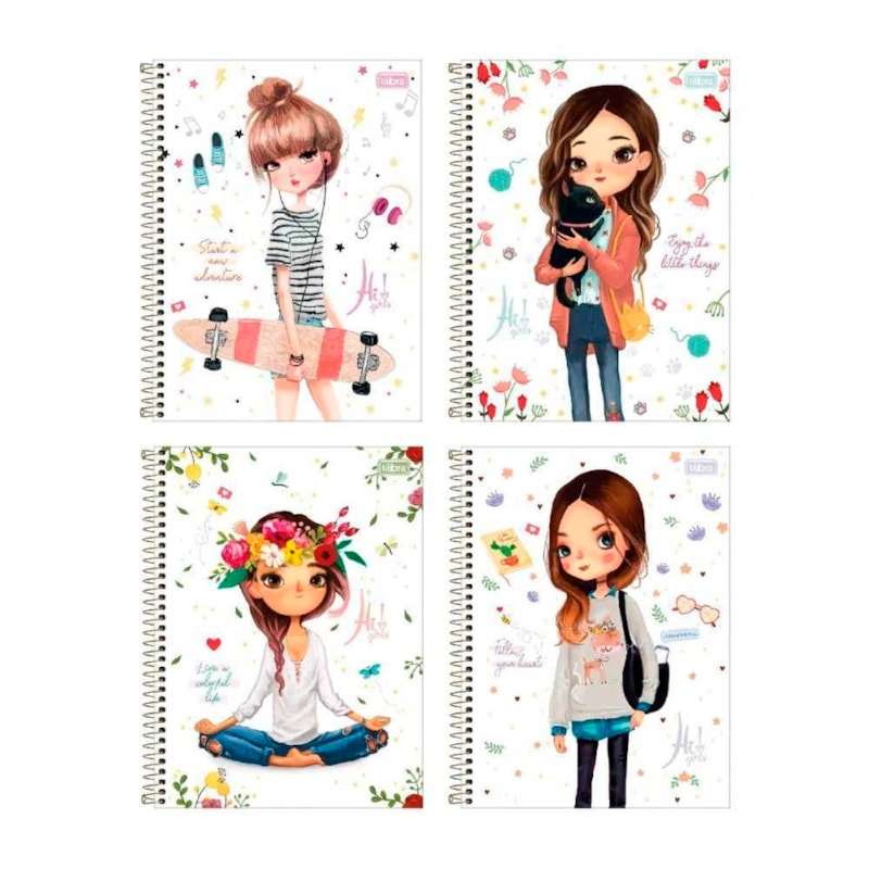 CADERNO CD UNIVERSITÁRIO HI! GIRLS 1M 80F - ITEM SORTIDO