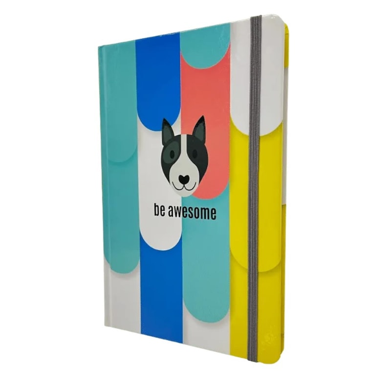 CADERNO DE ANOTAÇÕES TIPO MOLESKINE CADERNETA SEM PAUTA CAPA DURA COM ELÁSTICO - DOG BE AWESOME: SEJA DEMAIS!