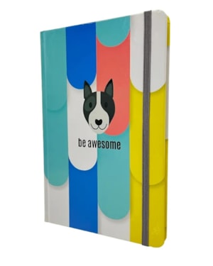 CADERNO DE ANOTAÇÕES TIPO MOLESKINE CADERNETA SEM PAUTA CAPA DURA COM ELÁSTICO - DOG BE AWESOME: SEJA DEMAIS!