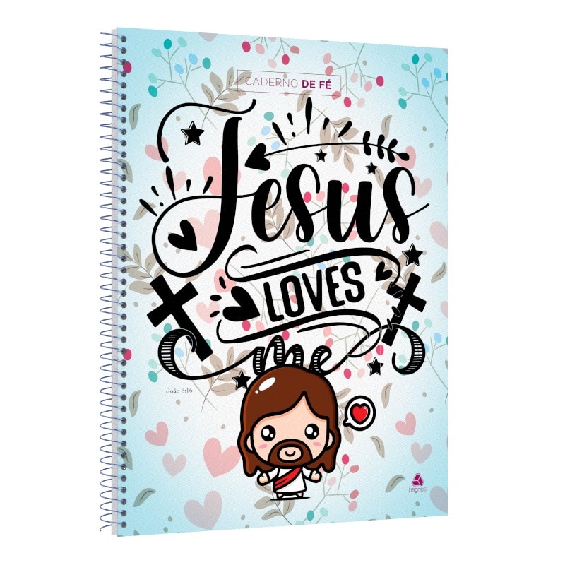 Caderno de Fé - Jesus Loves me: universitário capa dura espiral