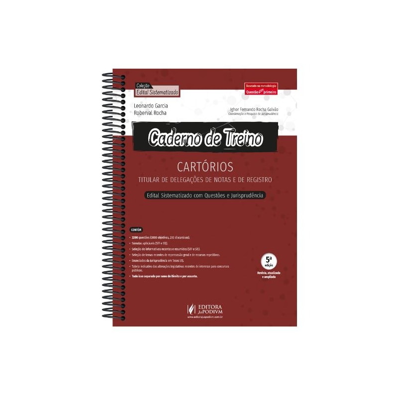 CADERNO DE TREINO PARA CARTÓRIOS - TITULAR DE DELEGAÇÕES DE NOTAS E DE REGISTRO