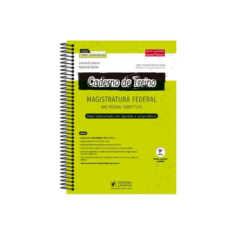 CADERNO DE TREINO PARA MAGISTRATURA FEDERAL - JUIZ FEDERAL - EDITAL SISTEMATIZADO COM QUESTÕES E JURISPRUDÊNCIA