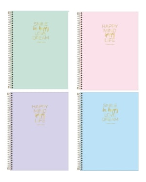CADERNO ESPIRAL CAPA DURA UNIVERSITÁRIO 1 MATÉRIA HAPPY 80 FOLHAS SORTIDO