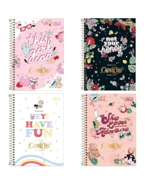 CADERNO ESPIRAL CAPA DURA UNIVERSITÁRIO CAPRICHO 80 FOLHAS SORTIDO