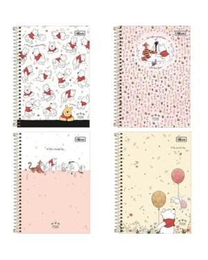 CADERNO ESPIRAL CAPA DURA UNIVERSITÁRIO POOH 160 FOLHAS SORTIDO