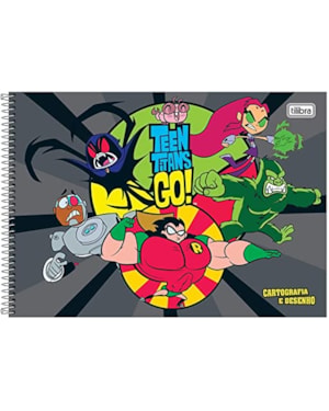 CADERNO TILIBRA CAPA DURA CARTOGRAFIA ESPIRAL TEEN TITANS GO 80 FOLHAS