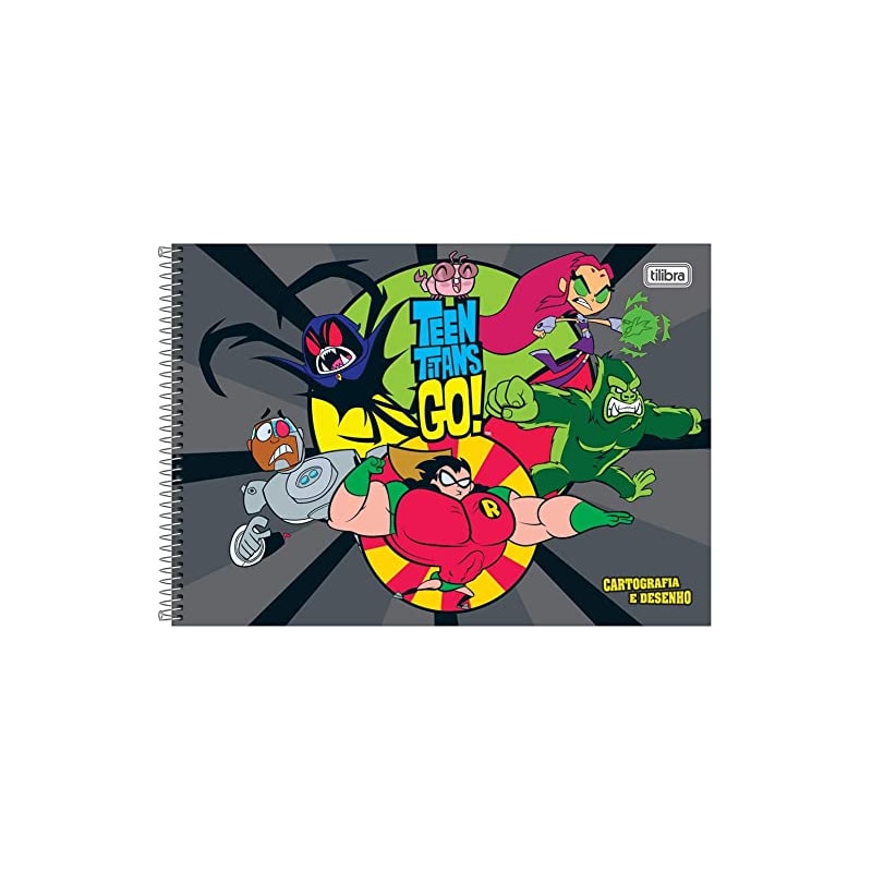 CADERNO TILIBRA CAPA DURA CARTOGRAFIA ESPIRAL TEEN TITANS GO 80 FOLHAS