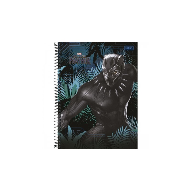 CADERNO UNIVERSITÁRIO BLACK PANTHER - ESPIRAL - 80 FOLHAS