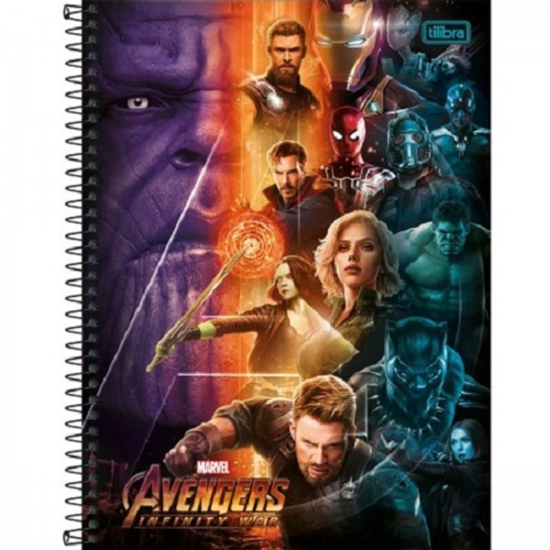 CADERNO UNIVERSITÁRIO - MARVEL AVENGERS INFINITY WAR - 80 FOLHAS - ITEM SORTIDO