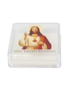 CAIXINHA ITALIANA ACRÍLICA PARA TERÇO SAGRADO CORAÇÃO DE JESUS 7X7