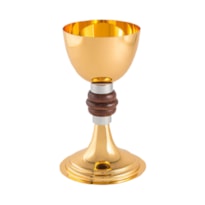 CÁLICE 15CM DE ALTURA DOURADO ENTREMEIO MADEIRA