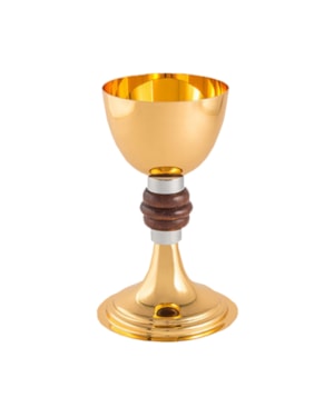 CÁLICE 15CM DE ALTURA DOURADO ENTREMEIO MADEIRA