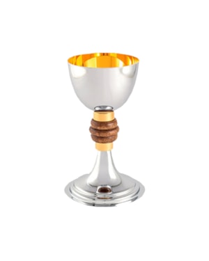 CÁLICE 15CM DE ALTURA DOURADO INTERNO ENTREMEIO EM MADEIRA