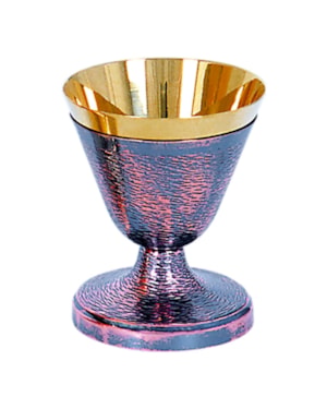 CÁLICE 16CM DE ALTURA COPA DOURADA BASE EM COBRE