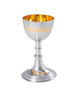 CÁLICE 16CM DE ALTURA CROMO FOSCO E DOURADO INTERNO