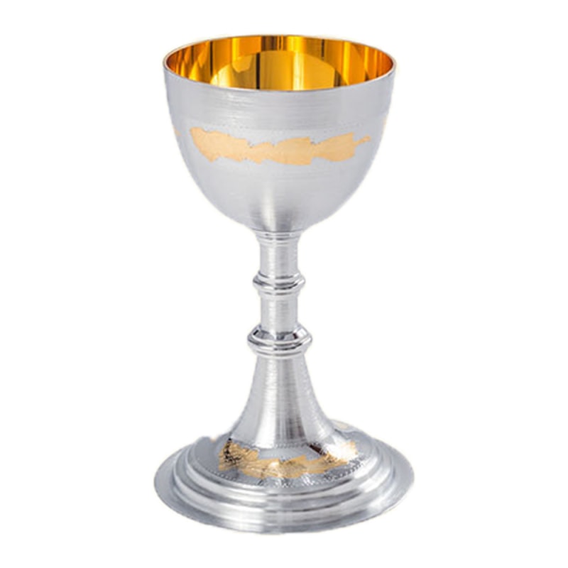 CÁLICE 16CM DE ALTURA CROMO FOSCO E DOURADO INTERNO