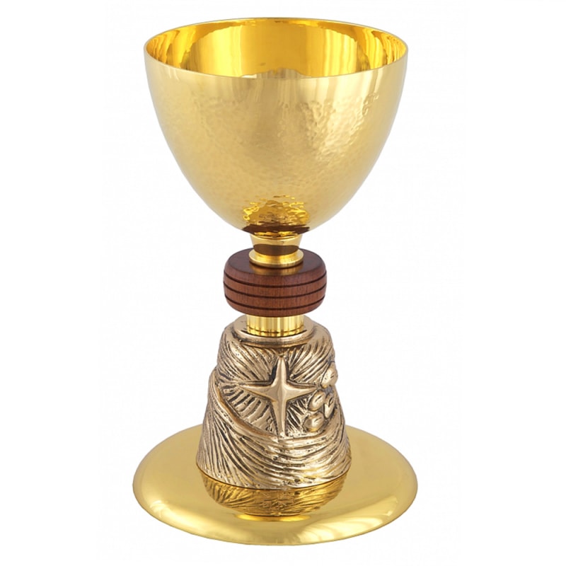 CÁLICE 16CM DE ALTURA DOURADO ENTREMEIO MADEIRA