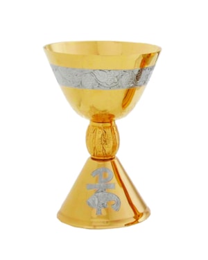 CÁLICE 16CM DE ALTURA DOURADO ENTREMEIO TRABALHADO