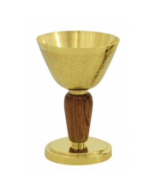 CÁLICE 17CM DE ALTURA DOURADO ENTREMEIO DE MADEIRA