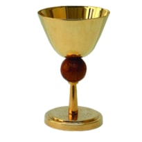 CÁLICE 17CM DE ALTURA DOURADO ENTREMEIO DE MADEIRA