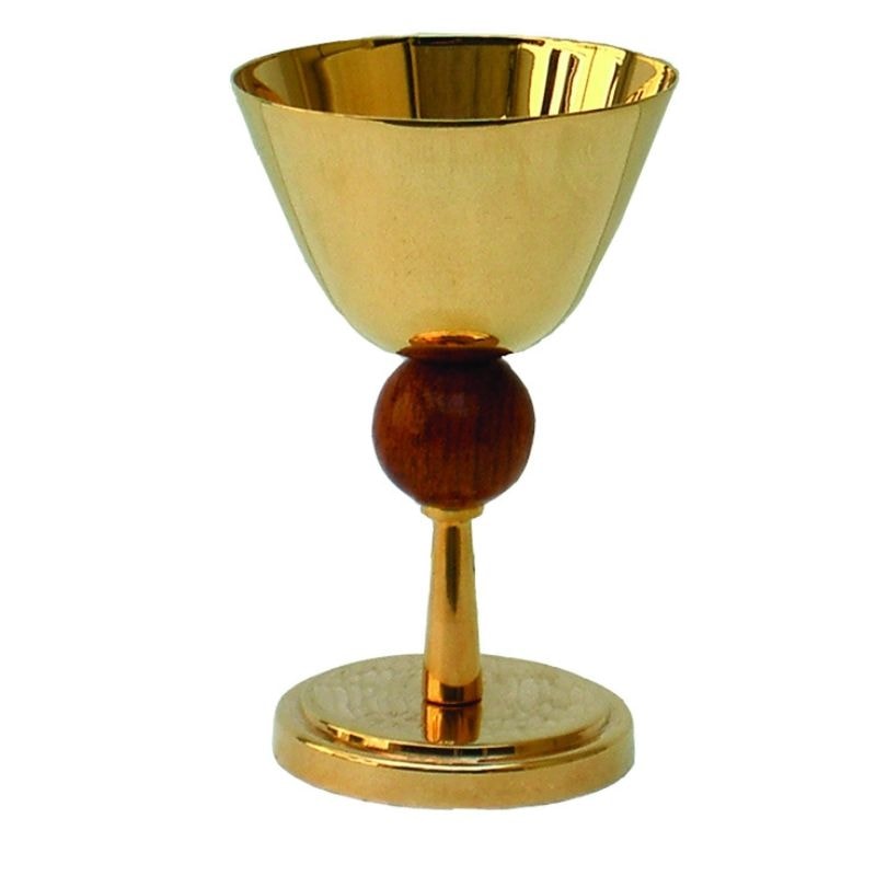 CÁLICE 17CM DE ALTURA DOURADO ENTREMEIO DE MADEIRA