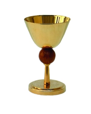 CÁLICE 17CM DE ALTURA DOURADO ENTREMEIO DE MADEIRA