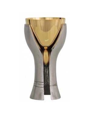 CÁLICE 18CM DE ALTURA DOURADO ENTREMEIO MADEIRA