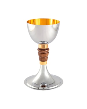 CÁLICE 18CM DE ALTURA DOURADO INTERNO ENTREMEIO DE MADEIRA