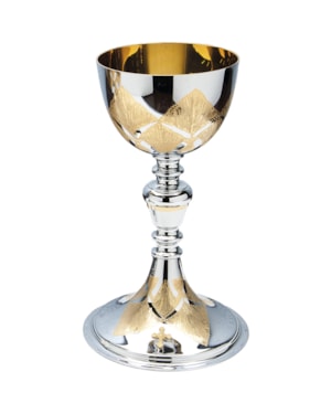 CÁLICE 20CM DE ALTURA DOURADO INTERNO DESENHADO
