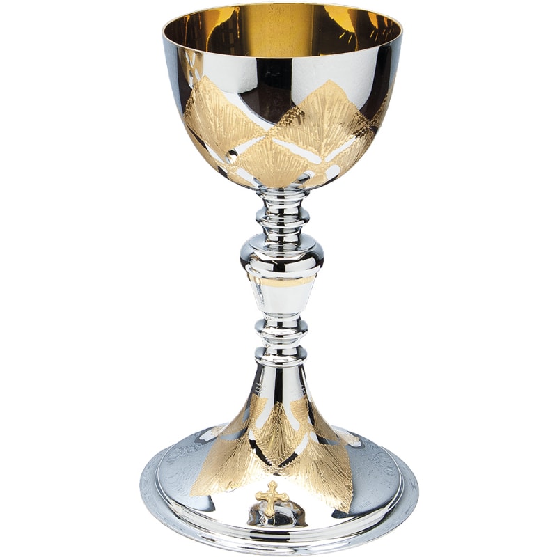 CÁLICE 20CM DE ALTURA DOURADO INTERNO DESENHADO
