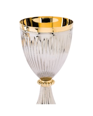 CÁLICE 20CM DE ALTURA DOURADO INTERNO ENTREMEIO TRABALHADO