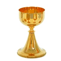 CÁLICE 22CM DE ALTURA DOURADO BASE CHATA