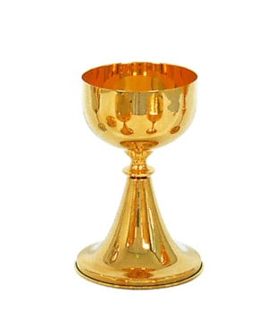 CÁLICE 22CM DE ALTURA DOURADO BASE CHATA