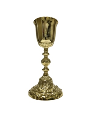 CÁLICE 23CM DE ALTURA DOURADO BASE TRABALHADA