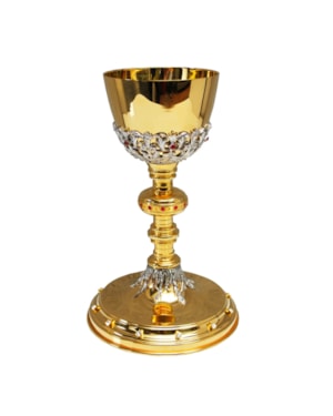 CÁLICE 27CM DE ALTURA DOURADO DETALHE EM PRATA