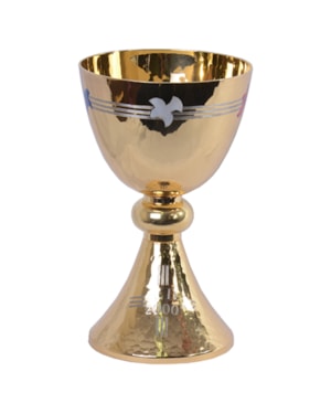CÁLICE AB DOURADO 18CM ALTURA JUBILEU A.D