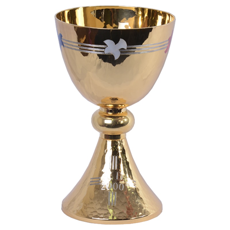 CÁLICE AB DOURADO 18CM ALTURA JUBILEU A.D