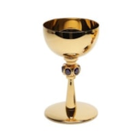CÁLICE DOURADO COM PEDRARIA 17CM DE ALTURA